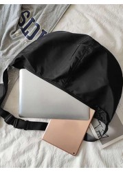 1pc Black Solid Color Nylon Cloth Water Proof Crescent Shaped Shoulder Bag With Large Capacity And Zipper Suitable For Men s Daily Commuting Traveling And School College Bag Purse Holiday Storage Bag