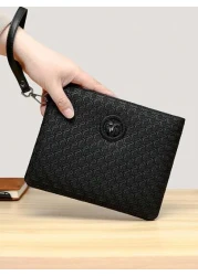 Men Single PU Embossed Clutch Wrist Bag Clutch Bag Hand Bag Wristlet Bag Purses Travel Work Summer Holiday Bag Multi Functional For Commute Undergraduates University Stylish Practical Portable Handbag