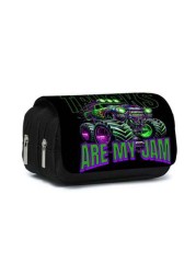 Truck Pattern Printed Double Layer Flip Pen Bag