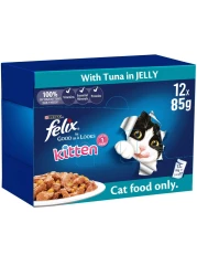 بيورينا فيليكس بجودة مظهرها مع التونة في طعام جيلي للقطط حزمة 85 غرام حزمة من 12