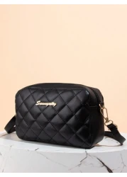 Quilted Zipper Square Bag Metal Letter Decor Shoulder Bag Adjustable Fashionable Girls Crossbody Bag Casual Phone Pouch