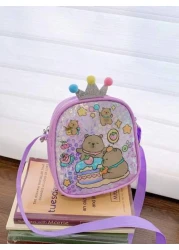 1pc Pu Zipper Closure Fashion Sweet Cute Princess Style Cartoon Capybara Shiny Square Bag Versatile Casual Highly Attractive Bag Multiple Colors To Choose From Suitable For Going Out Outdoor Daily Use