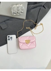1pc Pu Magnetic Buckle Fashionable And Simple Love Lock Candy Color Diamond Pattern Shoulder Messenger Bag Mini Bag Niche Design Play Comfortable Chain Shoulder Strap Smooth And Versatile Not Picky Su
