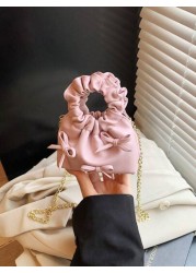 حقيبة يد سحابية أنيقة بفيونكة أميرية صغيرة، كتف عبر الجسم أكياس الملحقات ، حقيبة مسائية مزينة بفيونكة