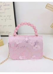 Sanrio A Kuromi Children s Bag A Multi Color Bead Handbag A Cartoon And Cute Accessory Bag A Mini And Small Handbag Bag A Daily Travel Clothing Matching Bag A Closed Shoulder Bag