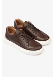 Barmea حذاء رياضي رجالي جلد طبيعي - 2401 بني/أبيض 3154