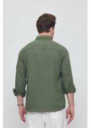 GEİO قميص كتان بقصة كبيرة الحجم للرجال