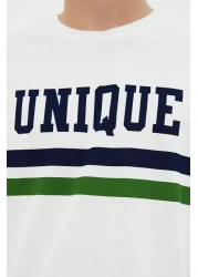  Collection تي شيرت قطن أبيض مطبوع للكلية - مقاس عادي TMNSS20TS1836