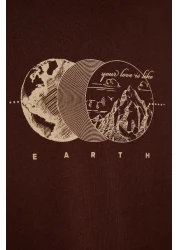  Collection Comfortable Fit Printed Brown Cotton T-Shirt - TMNSS23TS00261