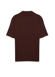  Collection Dark Brown Oversize 100% Cotton T-Shirt Minimal Text Print Tmnss23Ts00084