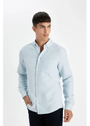 Defacto Polo Neck Slim Fit Textured Shirt - Long Sleeve T2066AZ24AU