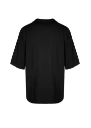  Collection LimiTed EdiTion Black POlo Neck TexTured OTToman T-Shirt - TMNSS23po00020