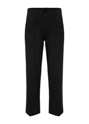  Collection Baggy Fit Black Pleated Fabric Trousers - TMNSS24PL00024