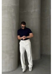 Livio Ferri Men's Fabric Baggy Fit Pleated Pants