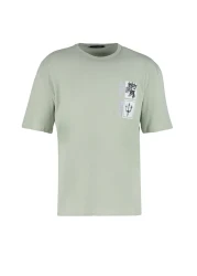  Collection Art Printed Mint Oversize Cotton T-Shirt - Short Sleeve Tmnss21Ts3559