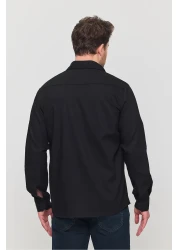 YXC قميص جينز قطني رجالي أسود بقصة ضيقة