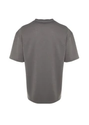  Collection Premium Anthracite Oversize/Wide Cut Knitwear Tape Textured Pique T-Shirt Tmnss23Ts00079