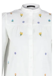 Trendyol Collection قميص منسوج بقصة عادية وتطريز إكرو TWOSS23GO00152