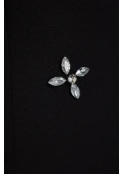  Modest Black Jewelled Embroidery Detailed Square Collar Woven Gilet Dress TCTSS23EB00157