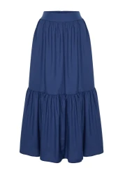  Collection Indigo Cotton Maxi Skirt - Flared Woven, TWOSS24ET00059