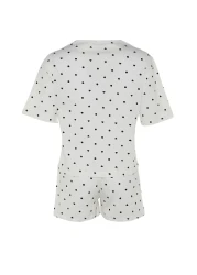  Collection Polka Dot White 100% Cotton Shorts Sleepwear Set - Thmss21Pt1485