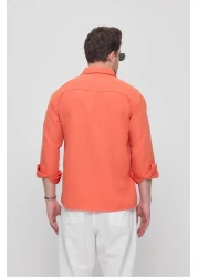 GEİO قميص كتان بقصة كبيرة الحجم للرجال