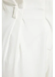  Collection Ecru High Waist Wide Leg Wide Leg Woven Trousers TWOAW24PL00332