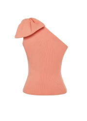  Collection Single Sleeve Bow Orange Knitwear Blouse - TPRSS22BZ0166
