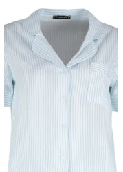  Collection Blue Striped Viscose Shirt-Pants Woven Pajamas Set THMSS21PT0159