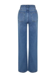  Collection بنطلون جينز أزرق عالي الخصر وواسع الساق TWOAW24JE00074