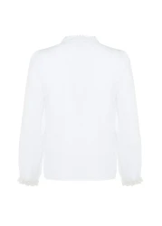  Collection قميص دانتيل أبيض قطني - مقاس عادي TWOAW21GO0077