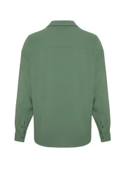  Collection قميص كتان صيفي كبير الحجم بياقة كاكي - TMNSS23GO00053