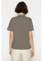  Collection Oil Green-Grey 2 Pack 100% Cotton Basic Stand Collar Knitted T-Shirt TWOSS20TS1500