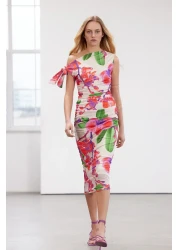  Collection Limited Edition Multicolor Floral Printed Knitted Maxi Stretchy Pencil Dress TWOSS24EL00563