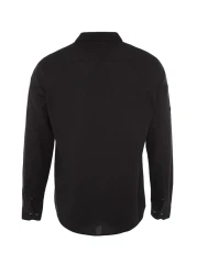  Collection قميص أسود بقصة ضيقة مع كتاف - كم طويل، 100% قطن، TMNSS20GO0189