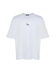  Collection Dinosaur Embroidered White Oversize Cotton T-Shirt - Tmnss23Ts00243