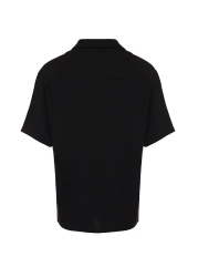  Collection قميص صيفي كبير الحجم من الكتان بأكمام قصيرة - أسود TMNSS24GO00019