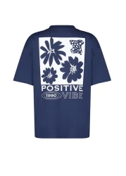  Collection تي شيرت محبوك 100% من القطن باللون الأزرق الداكن مقاس كبير/واسع برقبة دائرية TWOSS23TS00321