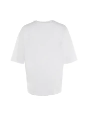  Collection White Oversize Cotton Short Sleeve Basic T-Shirt