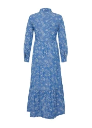  Modest Indigo Cotton Shirt Dress - TCTSS24EB00091