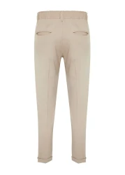  Collection Beige Italian Cut Pleated Classic Double Leg Fabric Trousers Tmnss24Pl00022