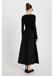 minaaise فستان نسائي محبوك ومنسوج باللون الأسود 29155