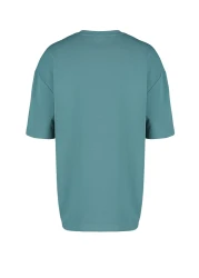  Collection Oversize/Wide Cut Crew Neck Short Sleeve Text Printed Cotton Thick T-Shirt TMNSS23TS00083