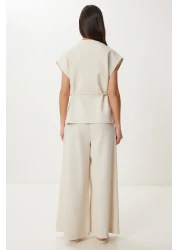Happiness İstanbul Women's Cream Linen Vest Pants Suit No00020