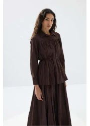 Tailors Room بدلة قميص كراشلي - قهوة مر