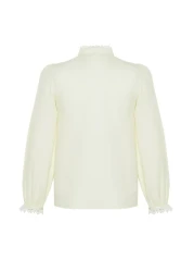  Collection قميص قطني أصفر مزين بالدانتيل - مقاس عادي TWOAW21GO0077