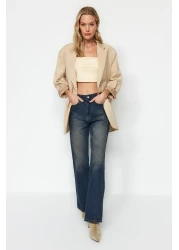  Collection بنطلون جينز أزرق داكن عالي الخصر وواسع الساق TWOAW24JE00313