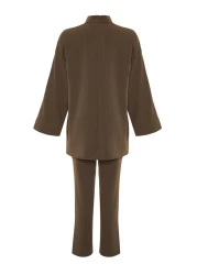  Modest Brown Collar Detailed Woven Bottom Top Suit Tctss24Us00055