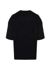  Collection تي شيرت قطني أسود مطرز كبير الحجم - كم قصير، TMNSS23TS00243