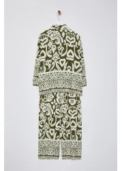  Collection Khaki Woven Bottom-Top Set Twoss24Au00082